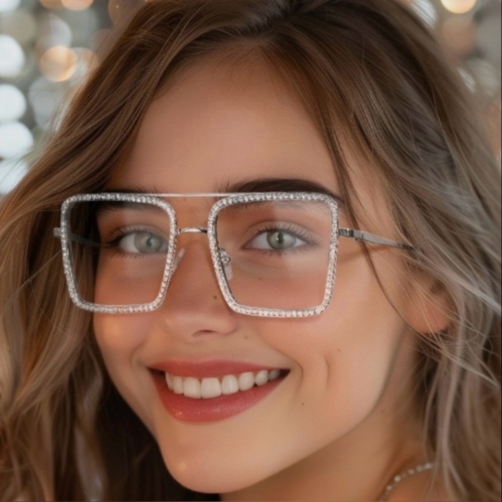 Trendy Silver Rhinestone Glasses! NEW!